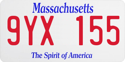 MA license plate 9YX155