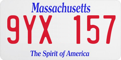 MA license plate 9YX157