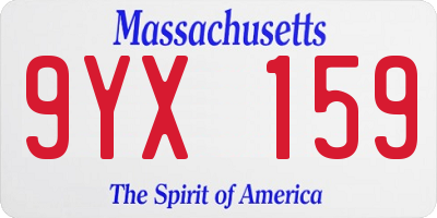 MA license plate 9YX159