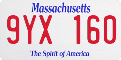 MA license plate 9YX160