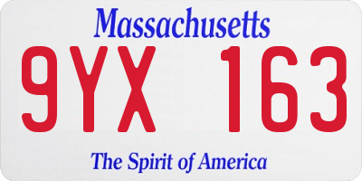MA license plate 9YX163