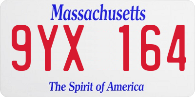 MA license plate 9YX164