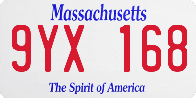 MA license plate 9YX168