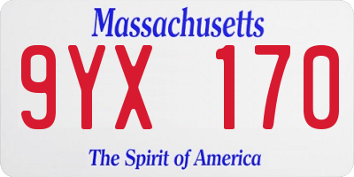 MA license plate 9YX170