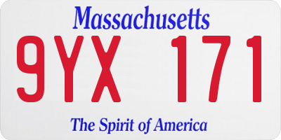 MA license plate 9YX171