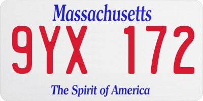 MA license plate 9YX172