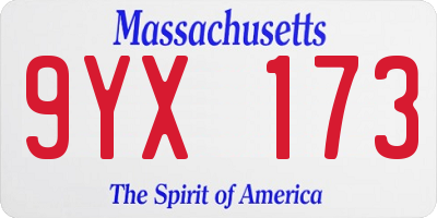 MA license plate 9YX173