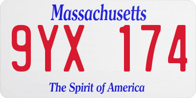 MA license plate 9YX174