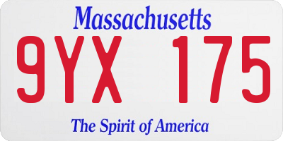 MA license plate 9YX175