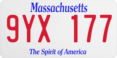 MA license plate 9YX177