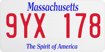 MA license plate 9YX178