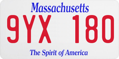 MA license plate 9YX180