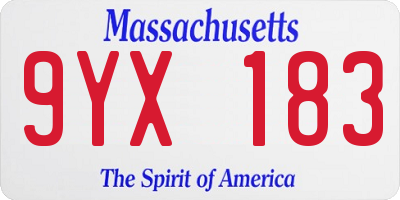 MA license plate 9YX183