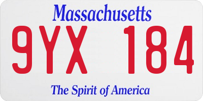 MA license plate 9YX184