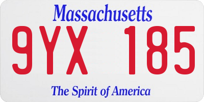 MA license plate 9YX185