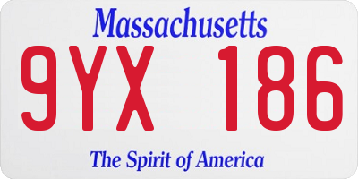 MA license plate 9YX186