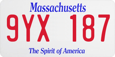 MA license plate 9YX187
