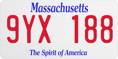 MA license plate 9YX188
