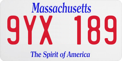 MA license plate 9YX189