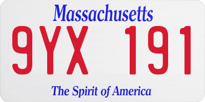 MA license plate 9YX191