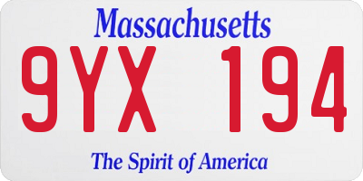 MA license plate 9YX194