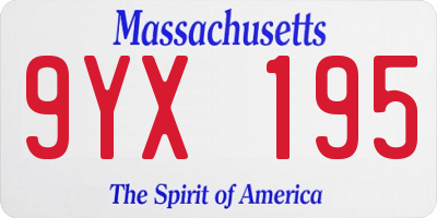 MA license plate 9YX195