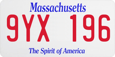 MA license plate 9YX196