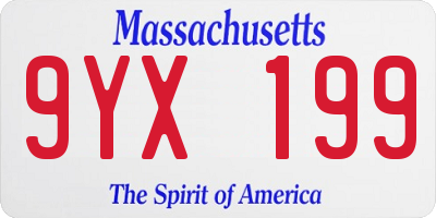 MA license plate 9YX199