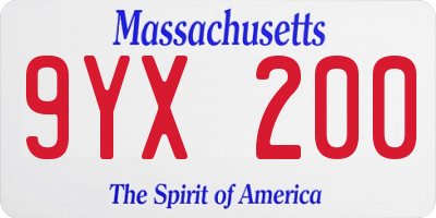 MA license plate 9YX200