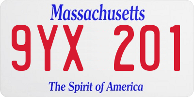 MA license plate 9YX201