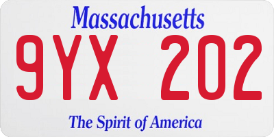 MA license plate 9YX202