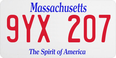 MA license plate 9YX207