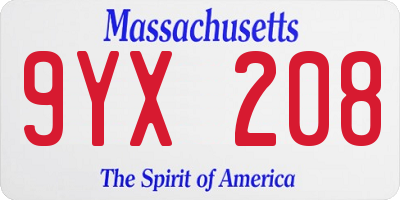 MA license plate 9YX208