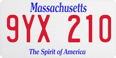 MA license plate 9YX210