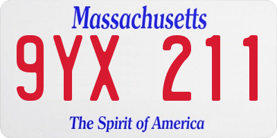 MA license plate 9YX211