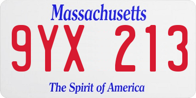 MA license plate 9YX213