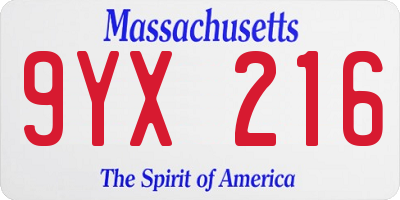 MA license plate 9YX216
