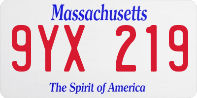 MA license plate 9YX219