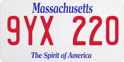 MA license plate 9YX220