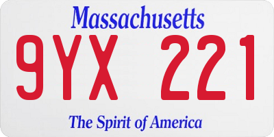 MA license plate 9YX221