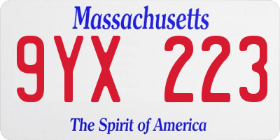 MA license plate 9YX223