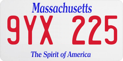 MA license plate 9YX225