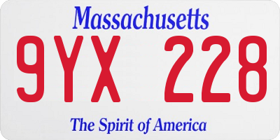 MA license plate 9YX228