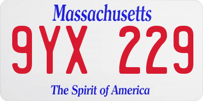 MA license plate 9YX229