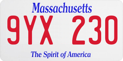 MA license plate 9YX230