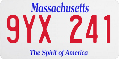 MA license plate 9YX241