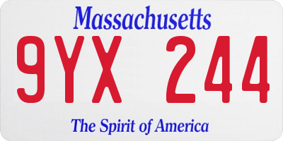 MA license plate 9YX244