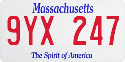 MA license plate 9YX247