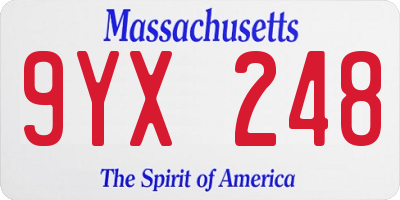 MA license plate 9YX248