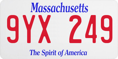 MA license plate 9YX249
